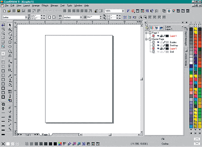 Object Manager in CorelDRAW 9 screen