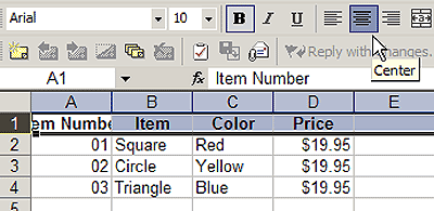 Row formatting in Excel